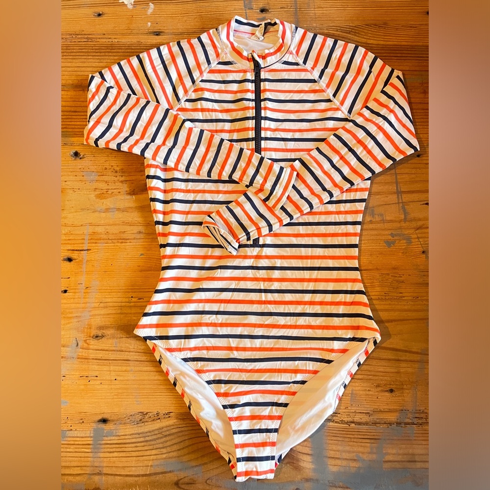 Jcrew striped long sleeve swimsuit size 6